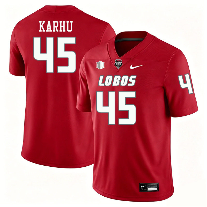 New Mexico Lobos #45 Brett Karhu College Football Jerseys,Uniforms-Red